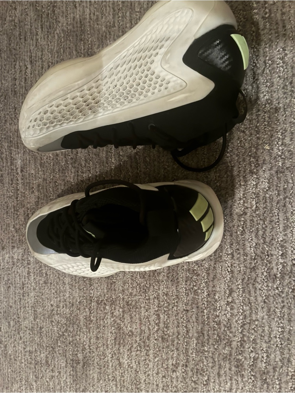 adidas Kids Black White Sneakers with Lime Accents